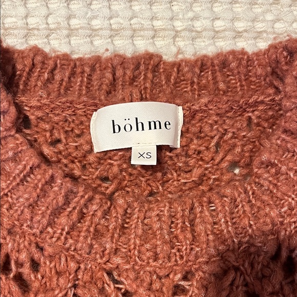 Bohme Terracotta Knit Sweater with Ruffle sleeves. - Picture 2 of 5
